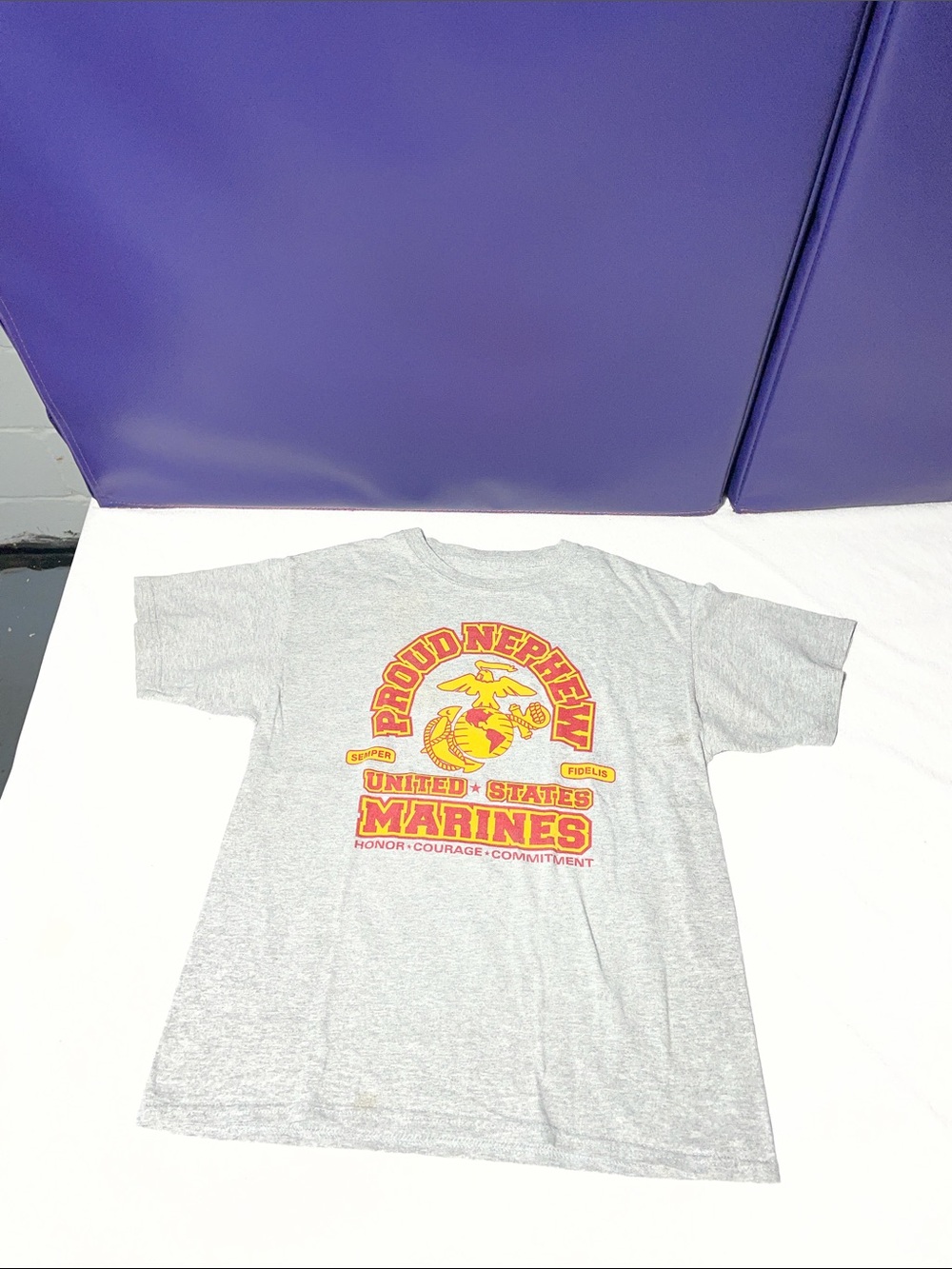 United States Marines Grey Graphic Short Sleeve Kids Tee
